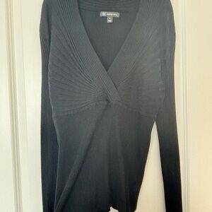 INC International Concepts Black V-Neck Sweater